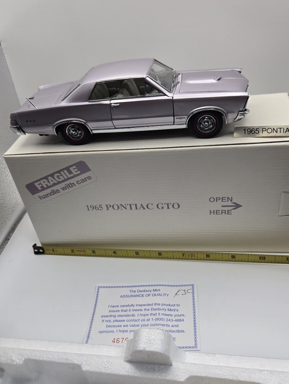 Danbury Mint 1:24 Scale 1965 Pontiac GTO in the rare factory Iris Mist metallic